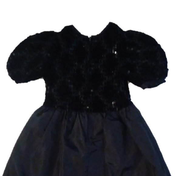 SYLVIA WHYTE Girls 7 BLACK SPARKLE SEQUIN DRESS holidays Christmas Halloween wed - Picture 5 of 15